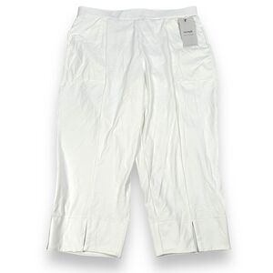 Sympli Nu Hepburn Capri Pants Women's 10 White Stretch Slits MSRP $216 NWT New